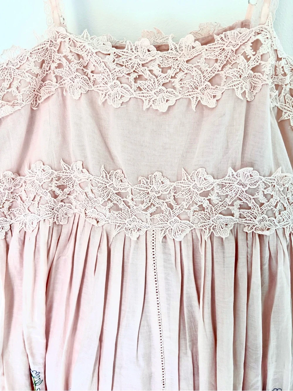 NWT! Caroline Constas Blush Pink Floral Maxi Dress with Lace Bodice - Picture 6 of 9